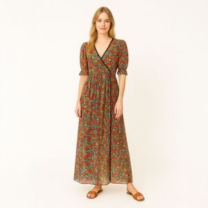Ash & Eden Women's Semi Sheer Floral Cottagecore Prairie Maxi Wrap Dress…